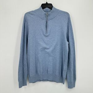 Hawker Rye Sweater Mens‎ M Sky Blue Cotton Cashmere Quarter Zip Business Casual